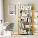 6-Tier Bookshelf Modern Geometric Bookcase with Heavy-duty Metal Frame and Anti-tipping Kits