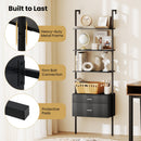 6-Tier Ladder Bookcase with 2 Drawers and Metal Frame-Black