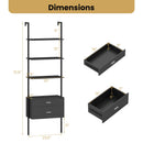 6-Tier Ladder Bookcase with 2 Drawers and Metal Frame-Black
