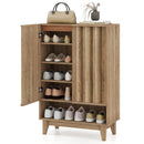 6-Tier Shoe Storage Organizer with 2 Fluted Doors-Oak