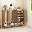 6-Tier Shoe Storage Organizer with 2 Fluted Doors-Oak