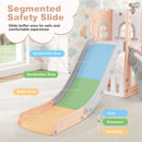 6-in-1 Toddler Slide L-shaped Playground with Basketball Hoop and Ladder
