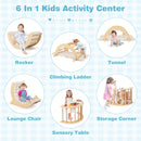 6 in 1 Kids Climbing Arch Playset wIth Removable Cushion and Stoppers-Natural
