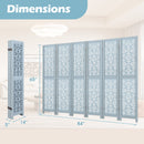 4/6 Panel Wooden Room Divider with Carved Cutout Pattern and Solid Wood Frame
