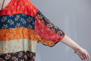 Lady Literature Cotton And Linen Drawstring Slimming Short Sleeve