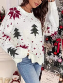 Christmas Tree Pattern Round Neck Sweater
