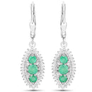 3.52 Carat Genuine Zambian Emerald and White Topaz .925 Sterling Silver 3 Piece Jewelry Set (Ring, Earrings, and Pendant w/ Chain)
