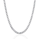 Rhodium Plated 4.7mm Sterling Silver Curb Style Chain