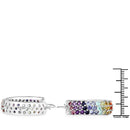 8.79 Carat Genuine Multi Stones .925 Sterling Silver Earrings
