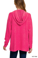 Zenana Hooded Brushed Melange Hacci Sweater