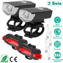 Bicycle Light Sets USB Rechargeable Bike Headlight Waterproof LED Bicycle Front Light Taillight 2 Kit