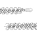 .925 Sterling Silver 1/2 Cttw Diamond Double Row S-Link Bracelet (I-J Color, I2-I3 Clarity) - 7.5" Inches