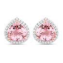 3.27 Carat Genuine Morganite and White Diamond 14K Rose Gold Earrings