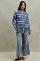 SO ME Mid Rise Elastic Waist Flare Denim Jeans