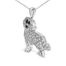 .925 Sterling Silver 1/3 Cttw White and Black Diamond Labrador Retriever Dog Pendant Necklace (I-J Color, I2-I3 Clarity) - 18" Inches
