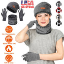 Winter Knitted Hat Scarf Gloves 3Pcs Winter Warm Beanie and Touch Screen Gloves Scarf Set Knit Beanie Skull Cap Neck Warmer Mittens for Men Women