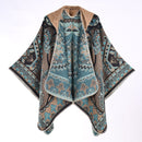 Floral Photography Knitted Hooded Cape