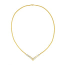10K Yellow and White Gold 1/2 Cttw Princess Cut Diamond Channel-Set “V†Shape 18" Franco Chain Necklace (H-I Color, SI2-I1 Clarity)