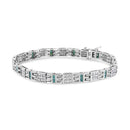 14K White Gold Princess-Cut white and Blue Diamond 3.00 cttw Fashion Link Bracelet (H-I Color, SI1-SI2 Clarity)