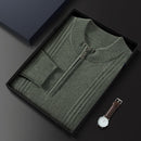 Men's Half Turtleneck Zipper Plus Size Wool Sweater