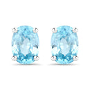 2.40 Carat Genuine Blue Zircon .925 Sterling Silver Earrings