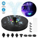 Solar Powered Fountain Pump Floating Bird Bath Pond Pump w/ LED Lights 7 Nozzles For Aquarium Garden Backyard Pond Pool Outdoor