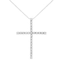.925 Sterling Silver 2 1/2 cttw Diamond Cross Pendant Necklace (H-I, I2-I3)