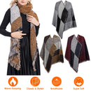 Women Winter Warm Scarf 74.8x25.6In Long Soft Knitted Shawl Extra Thick Plaid Blanket Wrap Cape