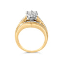 14K Yellow Gold 2-1/3 Cttw Diamond Cluster Channel Set Chevron Shaped Engagement Ring (H-I Color, SI1-SI2 Clarity) - Ring Size 7