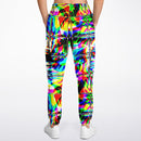 Psychedelic Rave Glitch Tiles Rainbow Plaid Unisex Cargo Joggers (Fleece Lined)