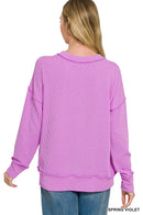 Zenana Corded Rib Long Sleeve Round Neck Top