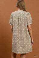 Umgee Floral Textured Puff Sleeve Mini Dress