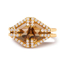 14K Yellow Gold Marquise-Cut Yellow Citrine and 1/3 Cttw Diamond Halo Cocktail Ring (G-H Color, SI1-SI2 Clarity) - Size 7