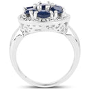 2.10 Carat Genuine Blue Sapphire .925 Sterling Silver Ring