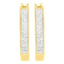 10K Yellow Gold 1/2 Cttw Invisible Set Princess-cut Diamond Hoop Earrings (H-I Color, SI2-I1 Clarity)