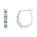 10k White Gold Round and Blue Baguette 1/2 cttw Diamond Hoop Earrings (I-J Color, I2-I3 Clarity)