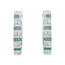 10k White Gold Round and Blue Baguette 1/2 cttw Diamond Hoop Earrings (I-J Color, I2-I3 Clarity)