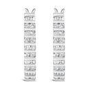 10K White Gold 1.0 Cttw Alternating Diamond "U" Hoop Earrings (I-J Color, I2-I3 Clarity)