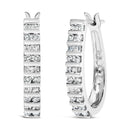 10K White Gold 1.0 Cttw Alternating Diamond "U" Hoop Earrings (I-J Color, I2-I3 Clarity)