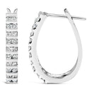 10K White Gold 1.0 Cttw Alternating Diamond "U" Hoop Earrings (I-J Color, I2-I3 Clarity)