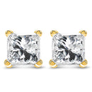 AGS Certified 14k Yellow Gold 1/4 cttw 4-Prong Set Princess-Cut Solitaire Diamond Push Back Stud Earrings (F-G Color, SI2-I1 Clarity)