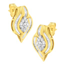 10K Yellow Gold 1/3 cttw Round-Cut Diamond Cluster and Swirl Stud Earrings (J-K Clarity, I2-I3 Color)