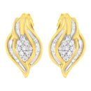 10K Yellow Gold 1/3 cttw Round-Cut Diamond Cluster and Swirl Stud Earrings (J-K Clarity, I2-I3 Color)
