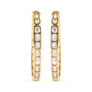 10K Yellow Gold 1.00 Cttw Round and Baguette-Cut Diamond U-Hoop Earrings (H-I Color, SI2-I1 Clarity)