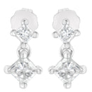 14K White Gold 3/4 cttw Double Diamond Princess-Cut Stud Earrings (I-J Clarity, I2-I3 Color)