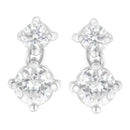 14K White Gold 1 cttw Double Diamond Stud Earrings (H-I Clarity, SI2-I1 Color)
