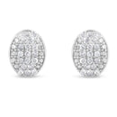 Sterling Silver Round Diamond Oval Cluster Earrings (1/2 cttw, I-J Color, I2-I3 Clarity)