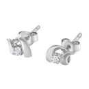 10K White Gold 1/10 Cttw Round Brilliant-Cut Diamond Espira Swirls Solitaire Push Back Stud Earrings (I-J Color, I1-I2 Clarity)