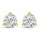 14K White Gold 2 Cttw Round Lab-Grown Diamond 3-Prong Martini Solitaire Screwback Stud Earrings