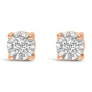 .925 Sterling Silver 1/10 Cttw Round Brilliant-Cut Lab Grown Diamond Miracle-Set Stud Earrings (F-G Color, VS1-VS2 Clarity)